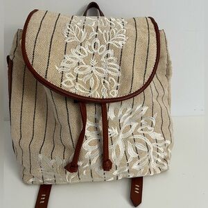 👜 Tommy Bahama Linen Blend Embroidered Backpack